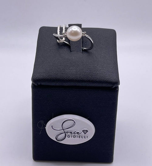 ANELLO IN ORO BIANCO E PERLA