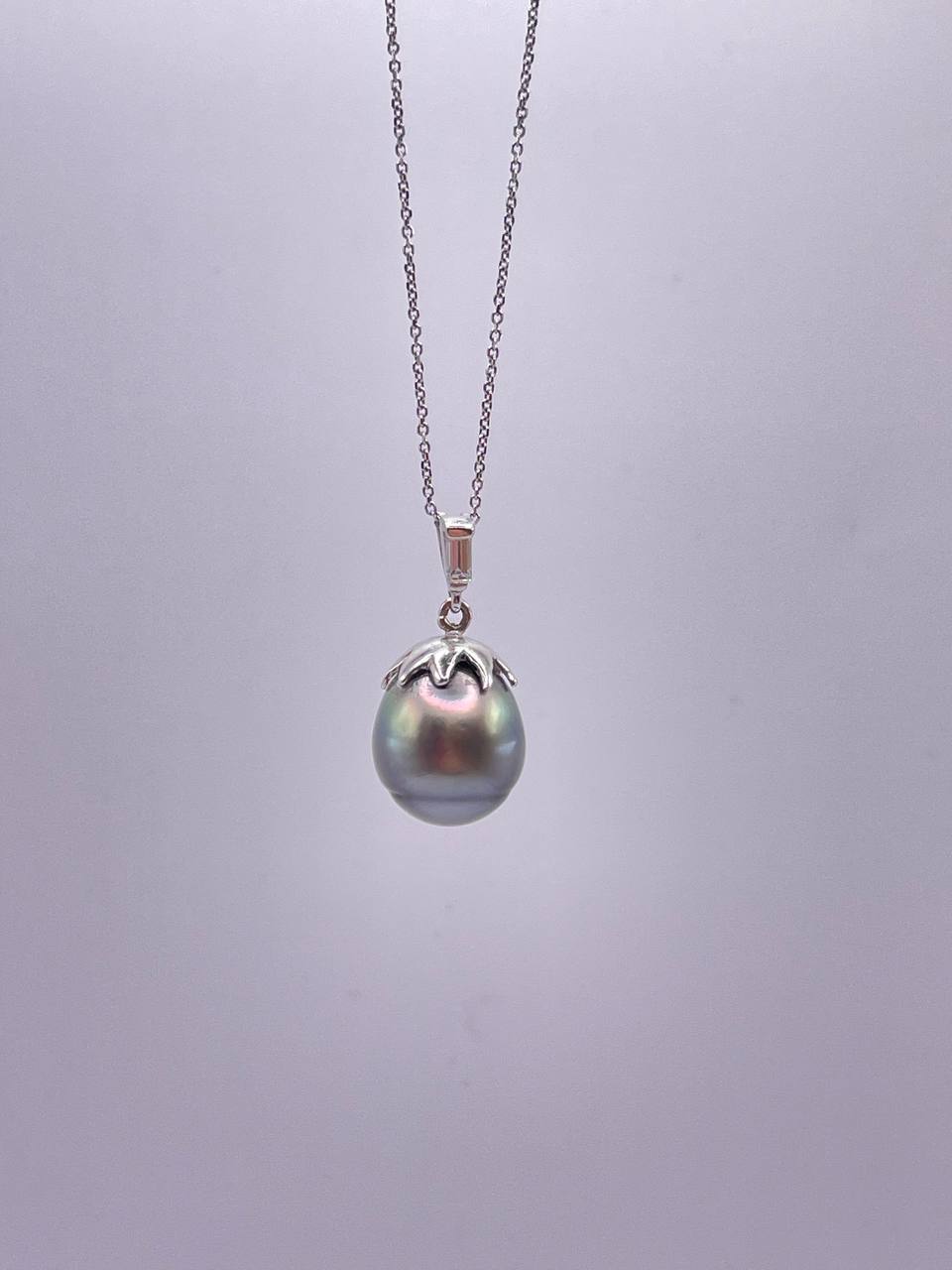 COLLANA CIONDOLO IN ORO BIANCO E PERLA TAHITI