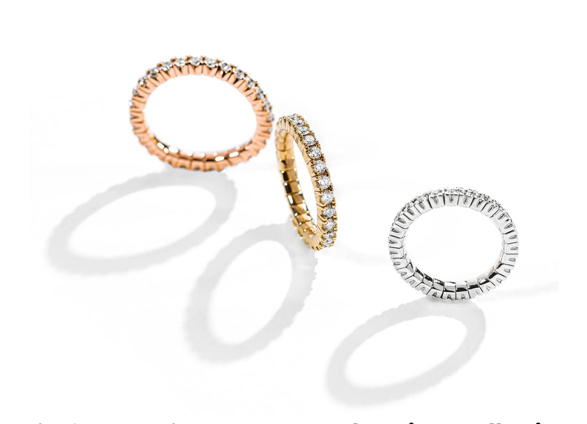 ANELLO IN ORO RIVIERE ELASTICHE CON DIAMANTI