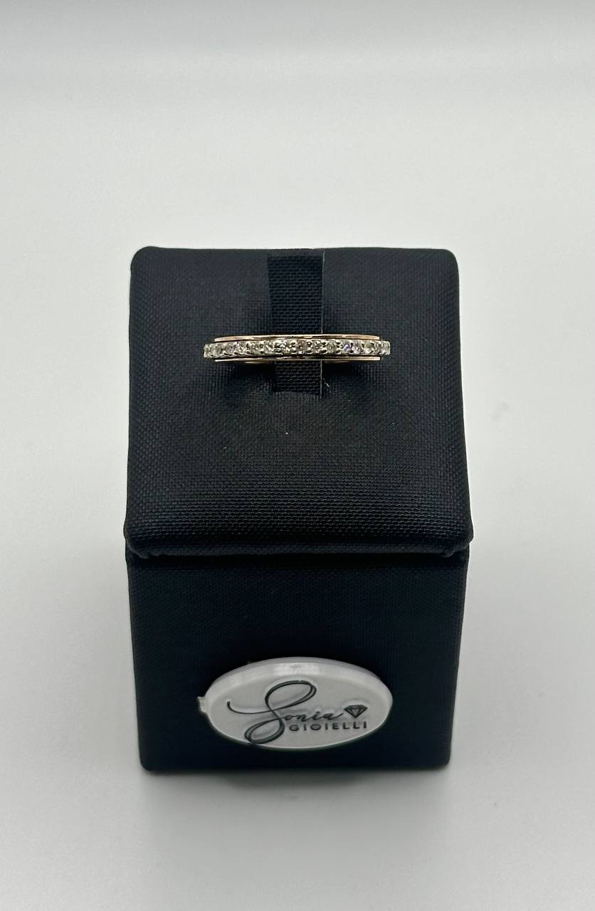 ANELLO VERETTA IN ORO ROSA E DIAMANTI