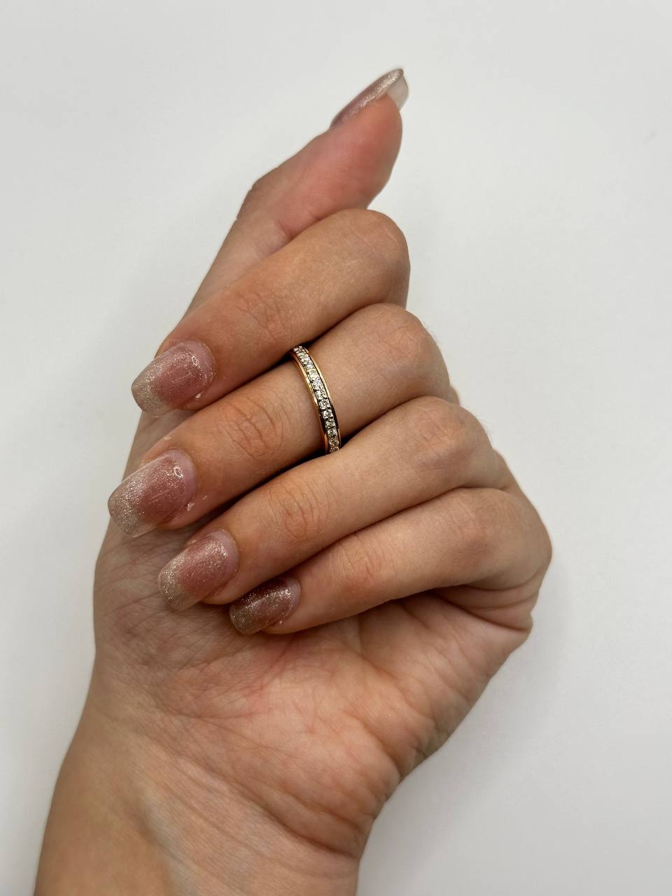 ANELLO VERETTA IN ORO ROSA E DIAMANTI