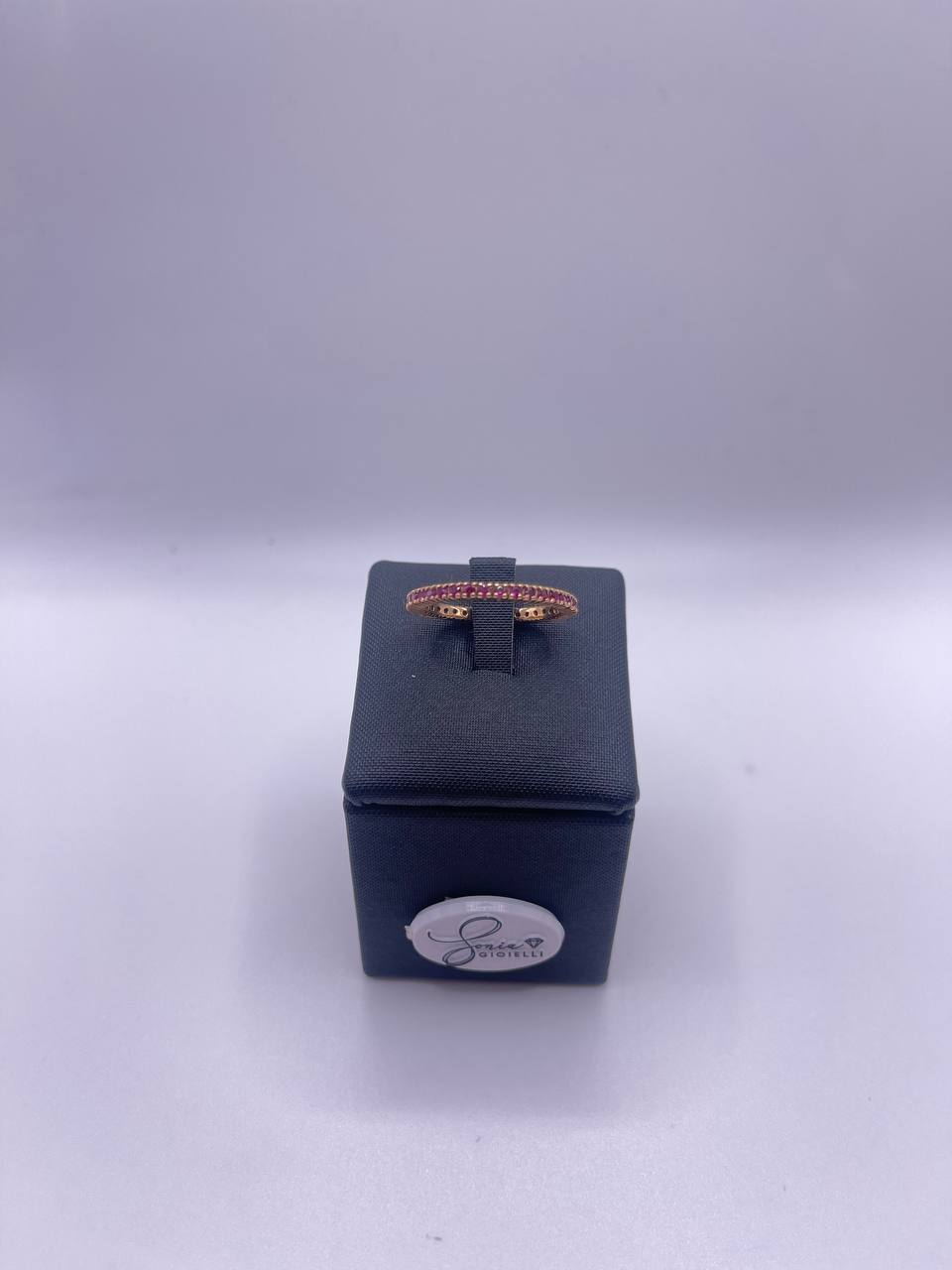 ANELLO VERETTA IN ORO ROSA E RUBINI